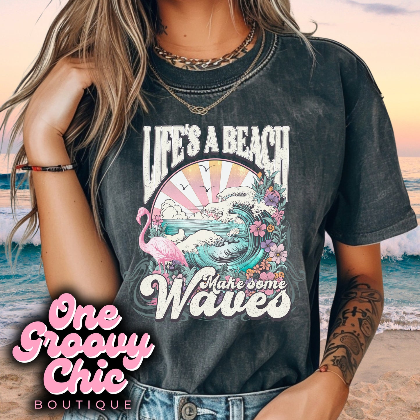 Life's a Beach Make Some Waves Graphic Tee