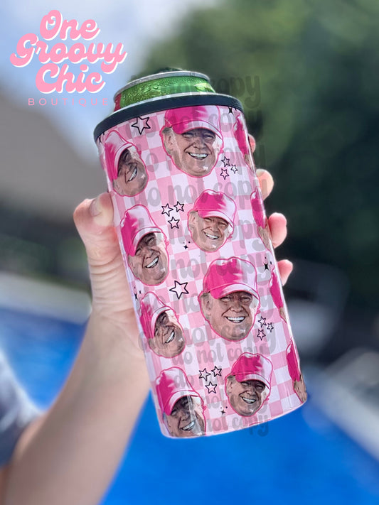 4 in 1 Can Cooler Trump checkered